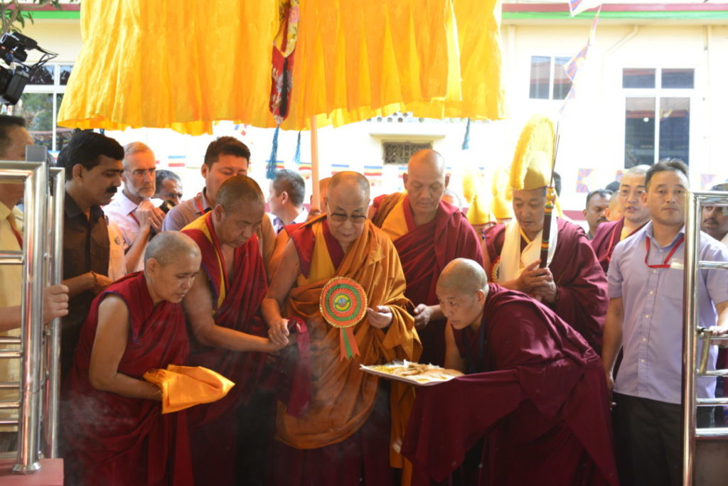 His Holiness the Dalai Lama arrives in Dogeline in December 2017