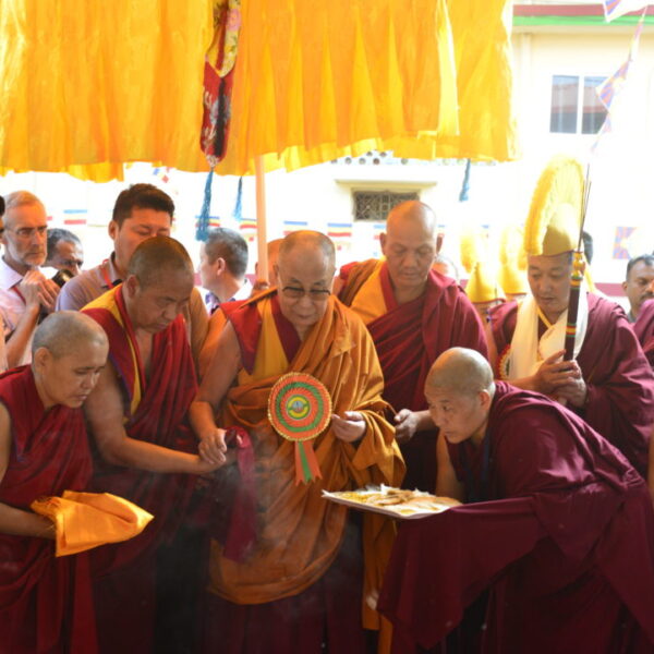 His Holiness the Dalai Lama arrives in Dogeline in December 2017